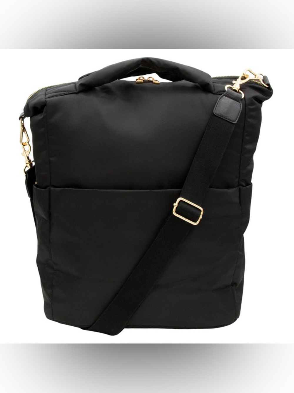 Black Backpack for School, Vacation, Camping with Gold Hardware
